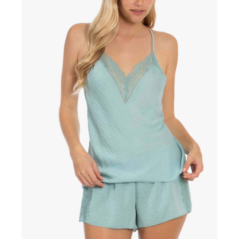 NEW LINEA DONATELLA hammered satin cami & tap shorts lingerie set in sage